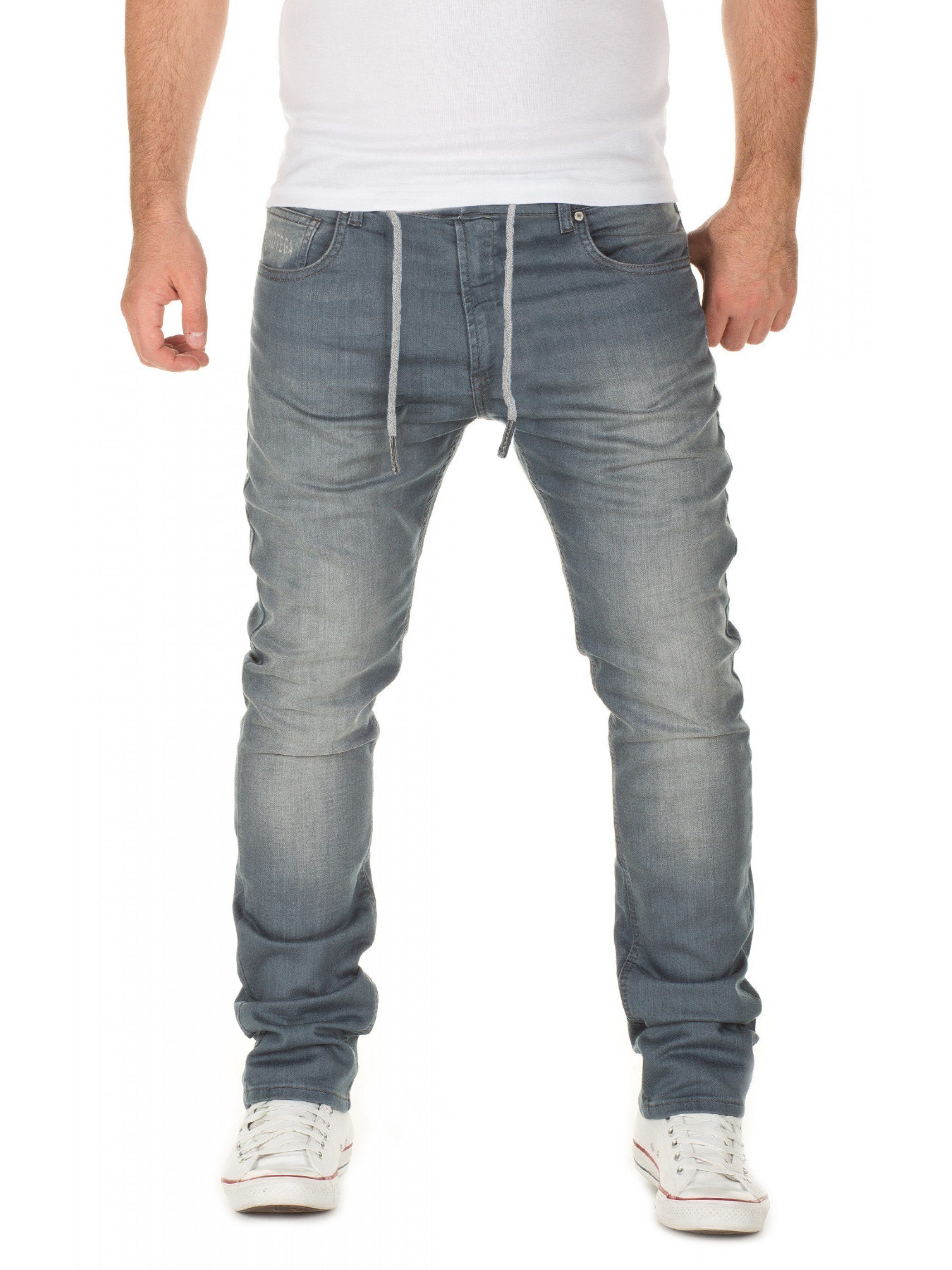 WOTEGA Slim-fit-Jeans Herren Jogginghose in Jeans-Look Noah Stretch Hose in Jogging Jeans Sweathosen Denim Grau (Turbulence Grey (3R4215)