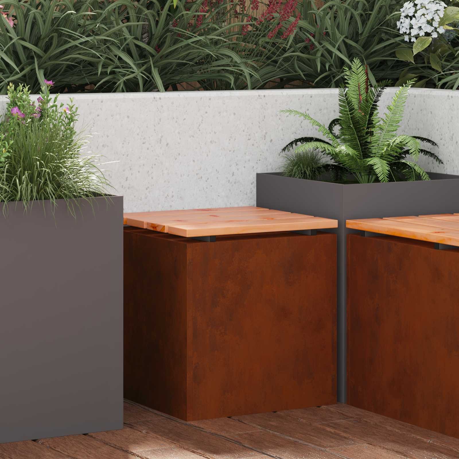 vidaXL Gartenbank Gartenbank Wetterfeststahl 40 x 40 x 43 cm (1-St)