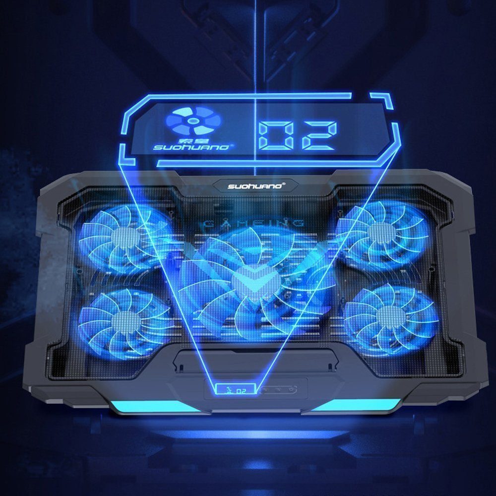 Toomoke Notebook-Kühler Notebook-Kühler, Laptop Kühler Gaming-Notebook Cooling Pad, Kühlmatte für 12-18 Zoll Notebook, Laptop (5 Ventilatoren)