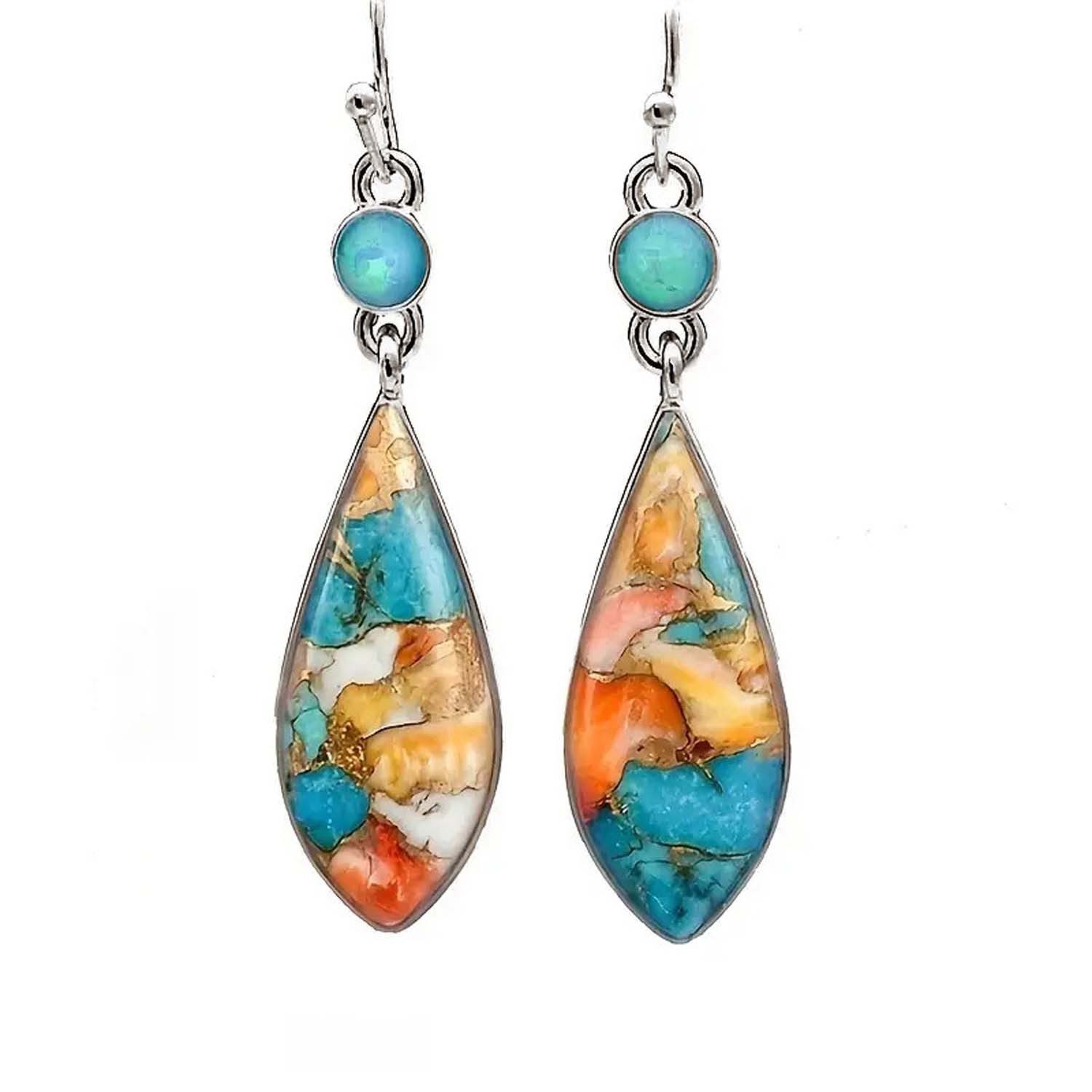 Innolea Ohrring-Set Boho-Tropfen-Ohrhänger mit farbigem Stein-Mix und Opal-Akzent