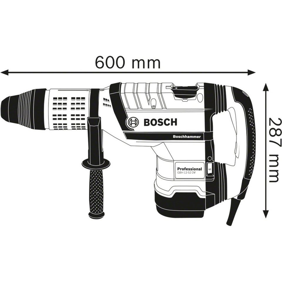 BOSCH Bohrhammer Bosch Professional Bohrhammer GBH 12-52 DV, (1.700,  Leistung/Spannung: 1.700 Watt