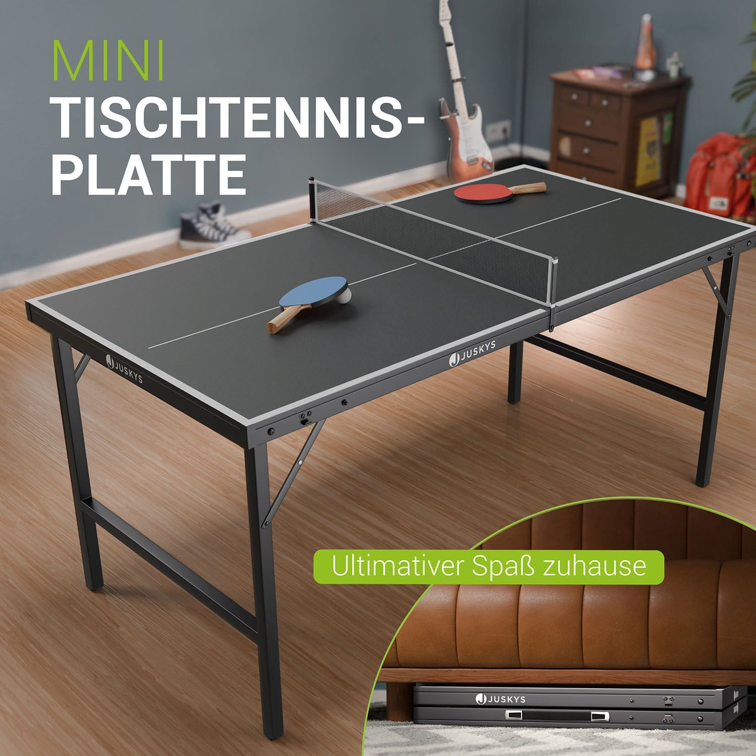 Juskys Spieltisch Flexi, Mini-Tischtennisplatte, Tisch klappbar, Set inklus günstig online kaufen