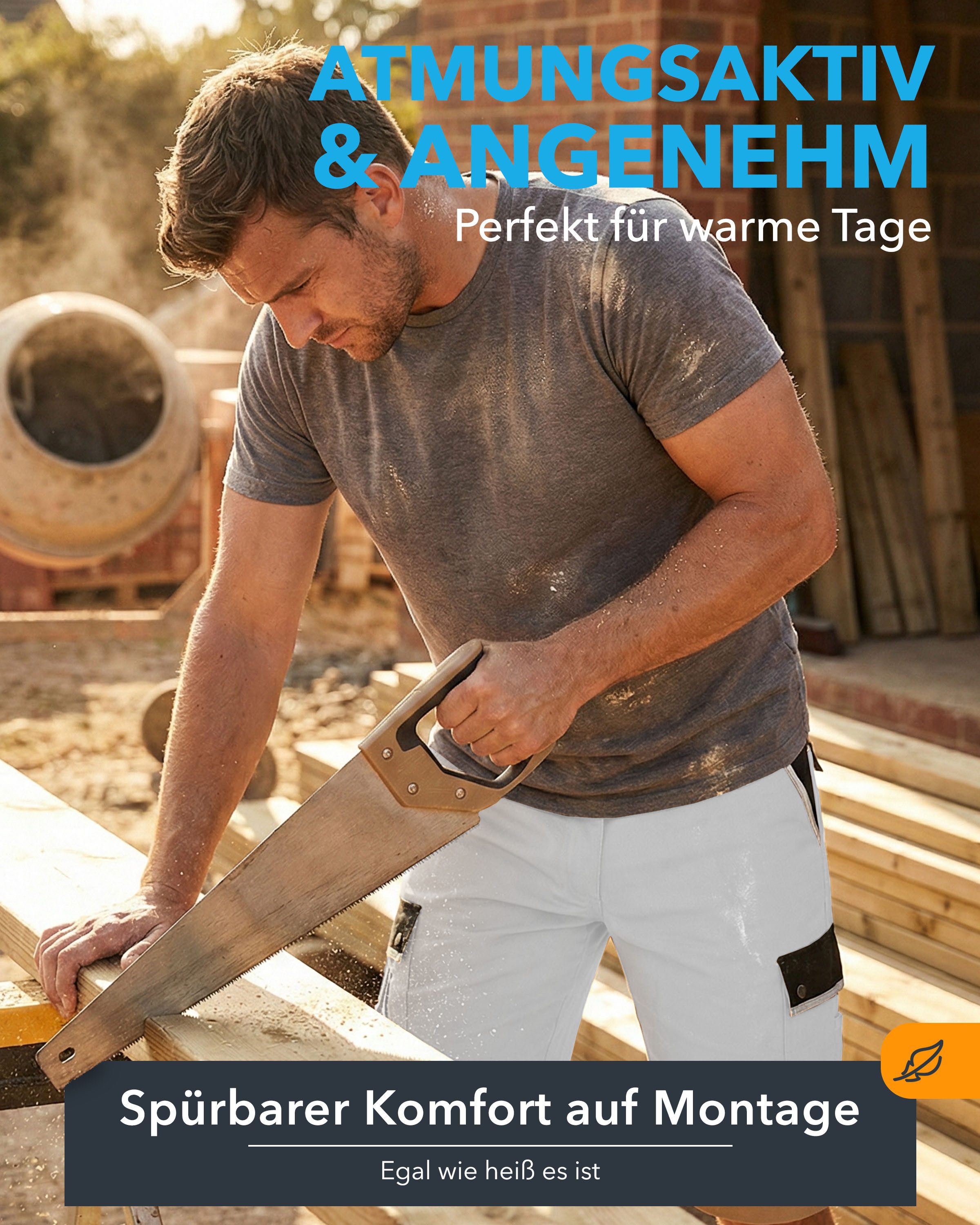 TMG International Arbeitsshorts kurze Arbeitshose Short Style Cargohose Bermuda Robustes Material und hoher Tragekomfort