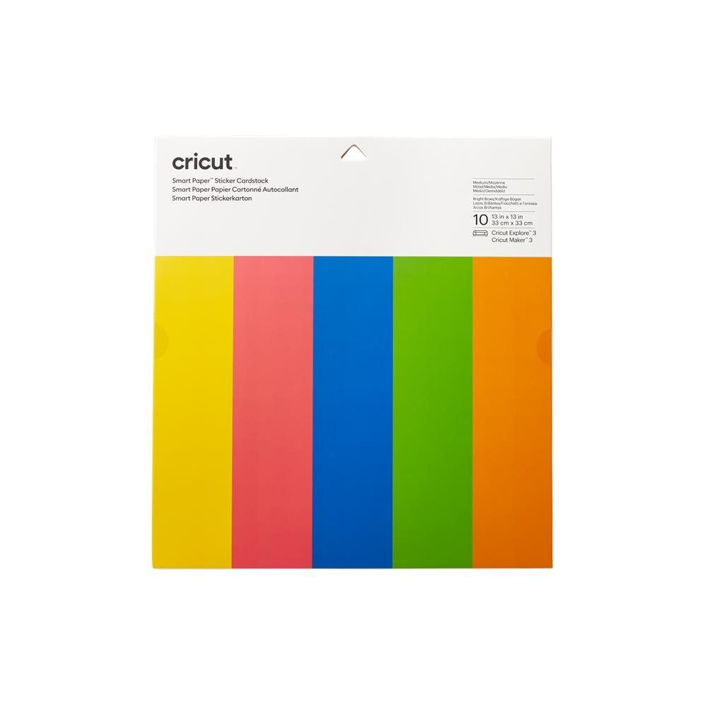 Cricut Bastelkartonpapier Smart Paper Farbkarton für Aufkleber Brilliant Bows, bunt, 10 Stück, klebende Rückseite, zum Aufbügeln, basteln, Bastelmaterial, Papier, Karton