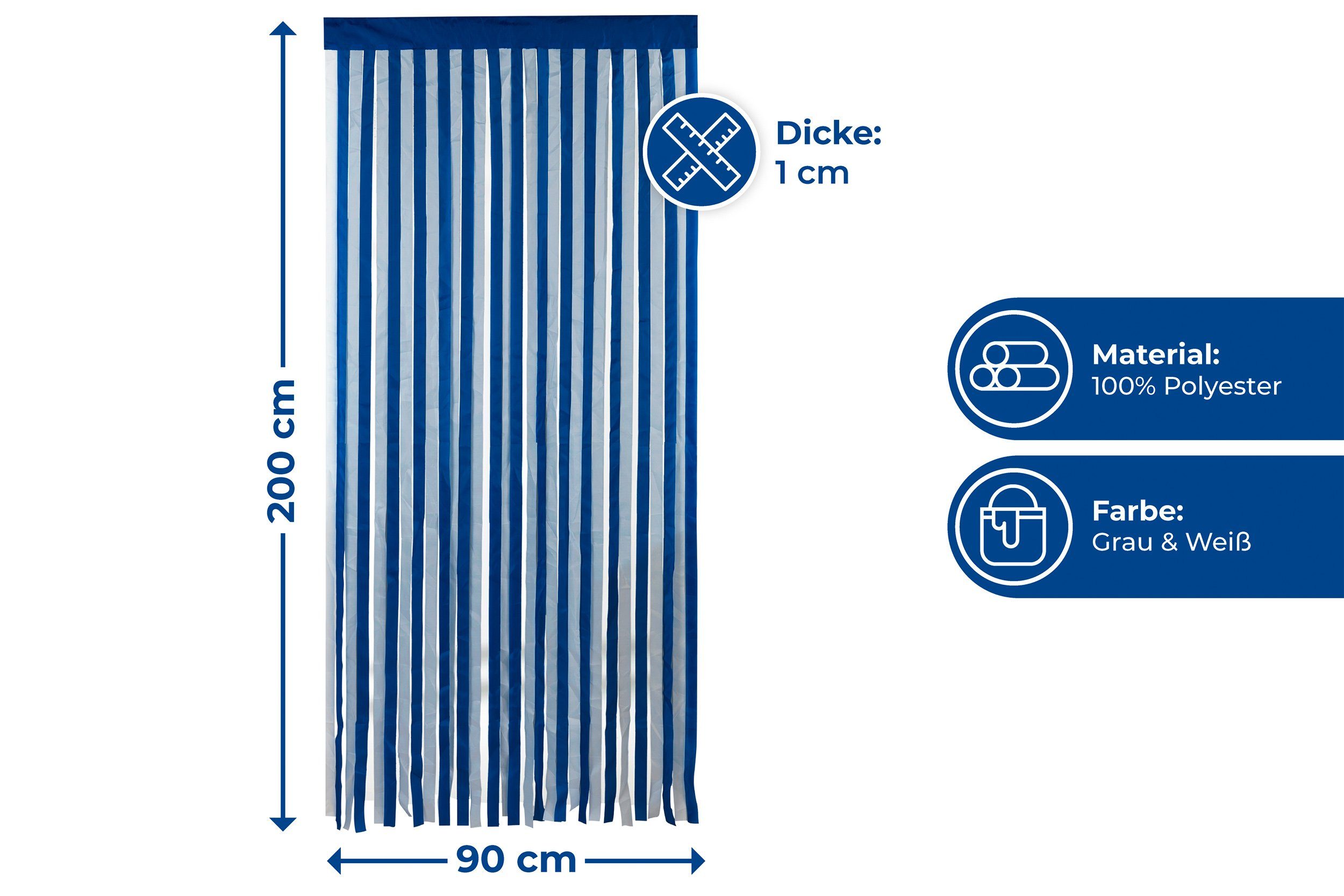 Türvorhang zuschneidbar WENKO Klettband blickdicht, (1 St), Maximex, Blau-Weiß, Insektenschutz,