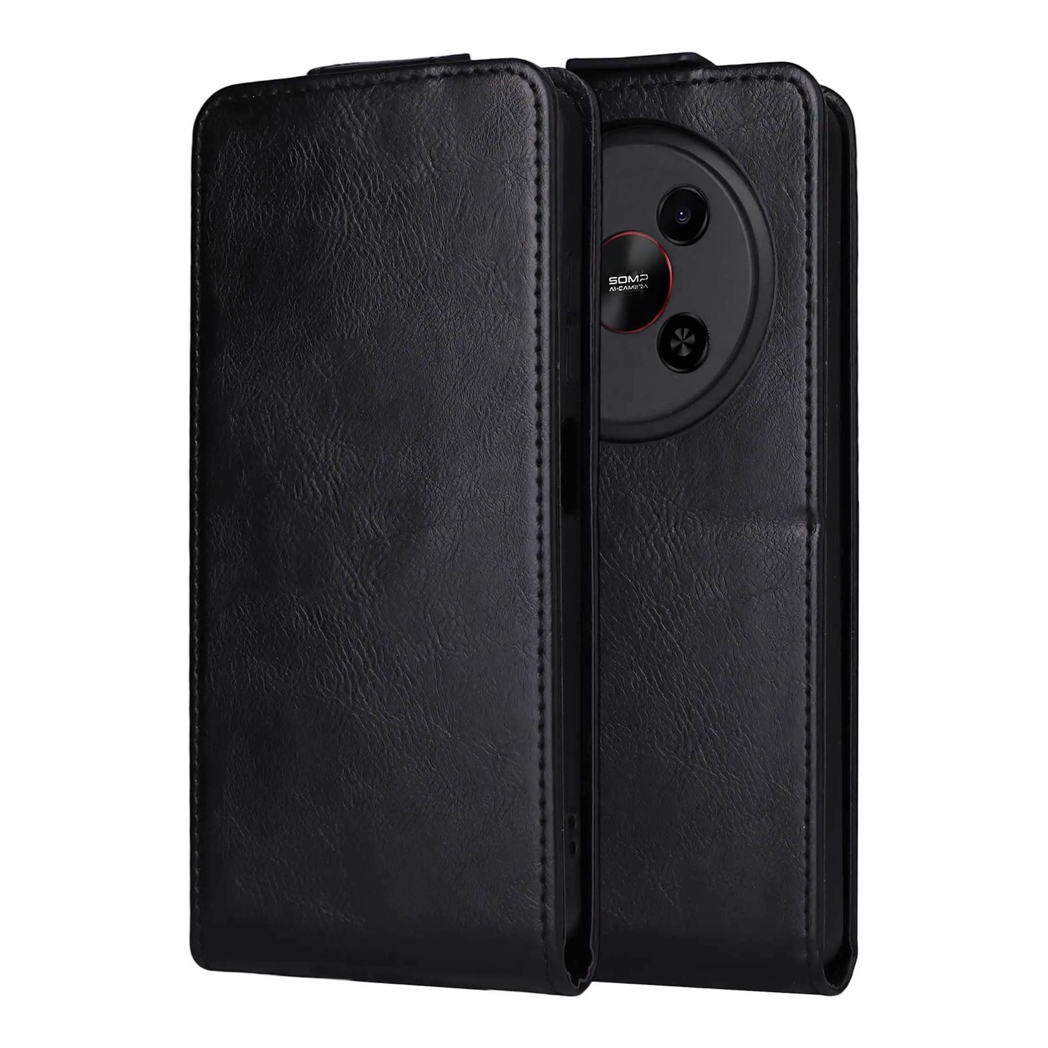 Wigento Smartphone-Hülle Für ZTE Blade V70 Max Magnetisch Flip Kunstleder Schutzhülle Schwarz, Magnetverschluss, Kartenfächer, Halterfunktion
