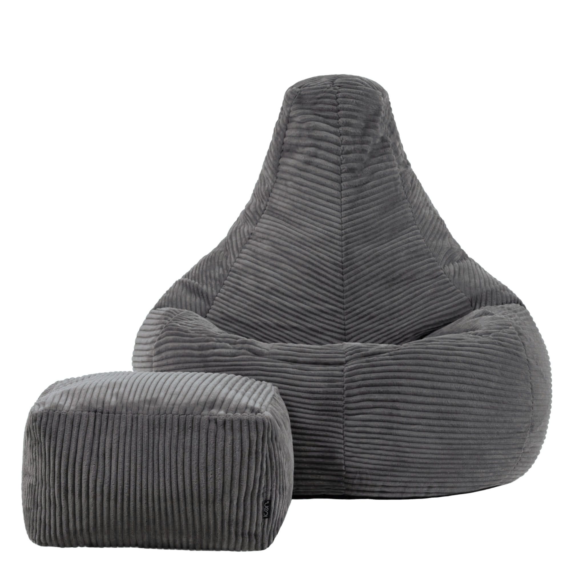 icon Sitzsack Sessel mit Rückenlehne aus Cord „Dalton“ mit Hocker (Spar-Set, 1 x Sitzsack, 1 x Fußhocker), Sitzsack XXL, Gaming Sitzsack, Made in Germany, Erwac – Bild 4 von 5