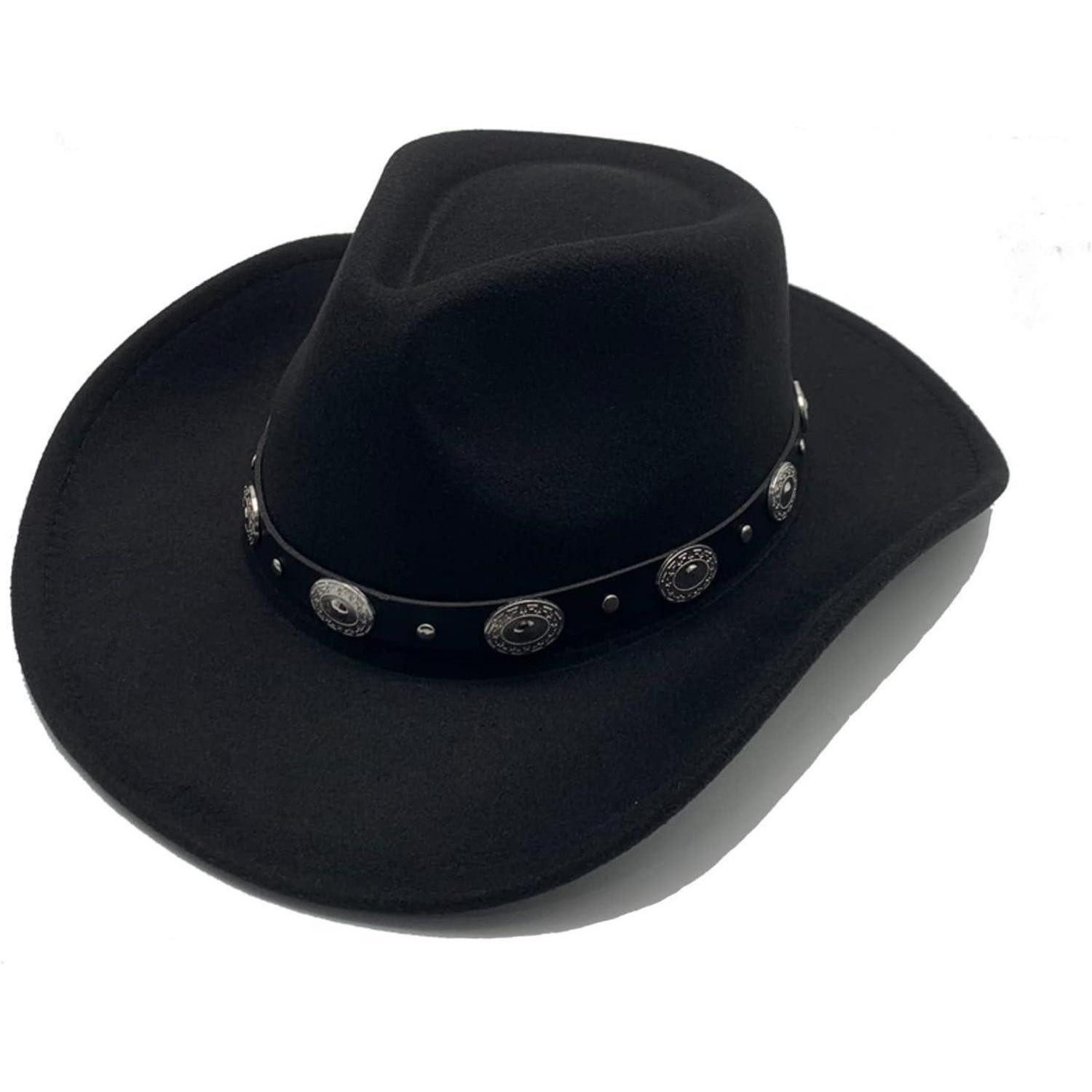 LuxusKollektion Cowboyhut Cowboyhut Westernhut Fedora Herren Damen Krempe Einheitsgröße Schwarz