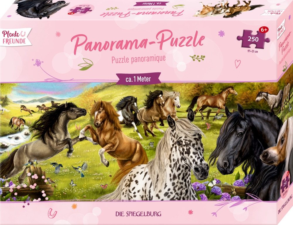 COPPENRATH DIE SPIEGELBURG Puzzle Panorama-Puzzle Pferdefreunde Pferde, 250 Puzzleteile, Größe 97 x 31 cm