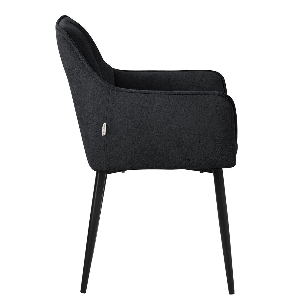 ML-DESIGN Polsterstuhl Esszimmerstuhl mit dickem gepolsterter Sitz, Rücken- und Armlehnen (1 St), Wohnzimmerstuhl aus Frotteestoff Schwarz Loungesessel Küchenstuhl
