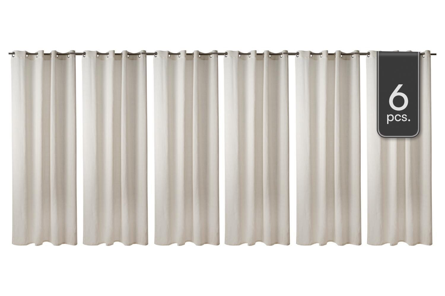 Home4You Vorhang Ösenschal, 140 x 245 cm, Beige, 6er Set (1 St), Ösen, Polyester, mit Querstreifen, waschbar