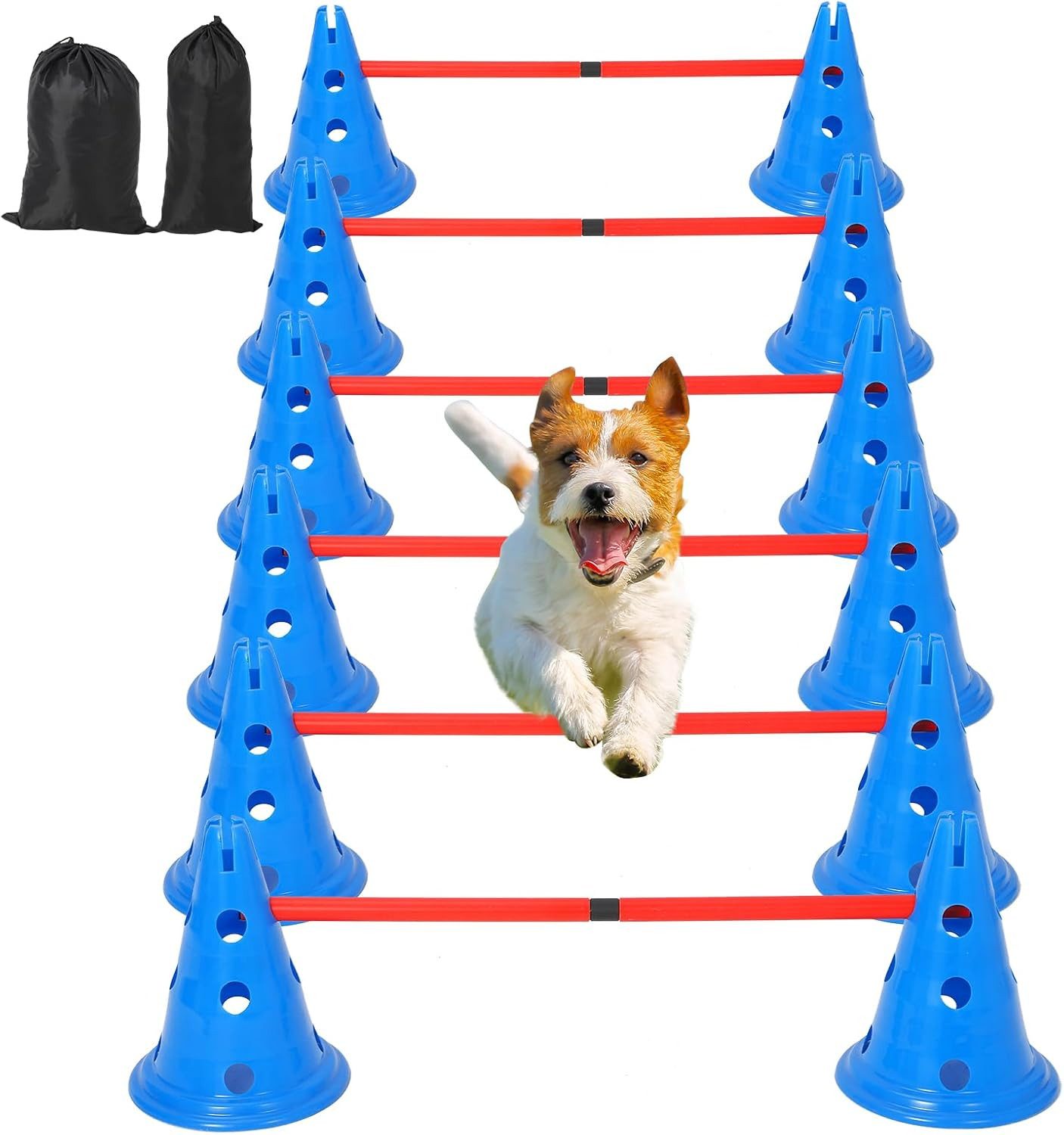 GarveeMore Agility-Hürde Hund Agile Hürde Kegel Set, für Anfänger für Fortgeschrittene