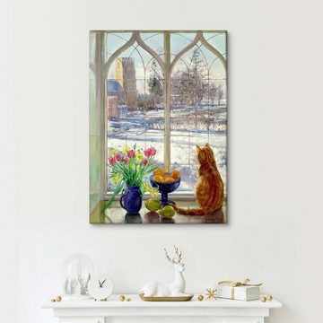 Posterlounge Leinwandbild Timothy Easton, Schneeschatten und Katze, Malerei