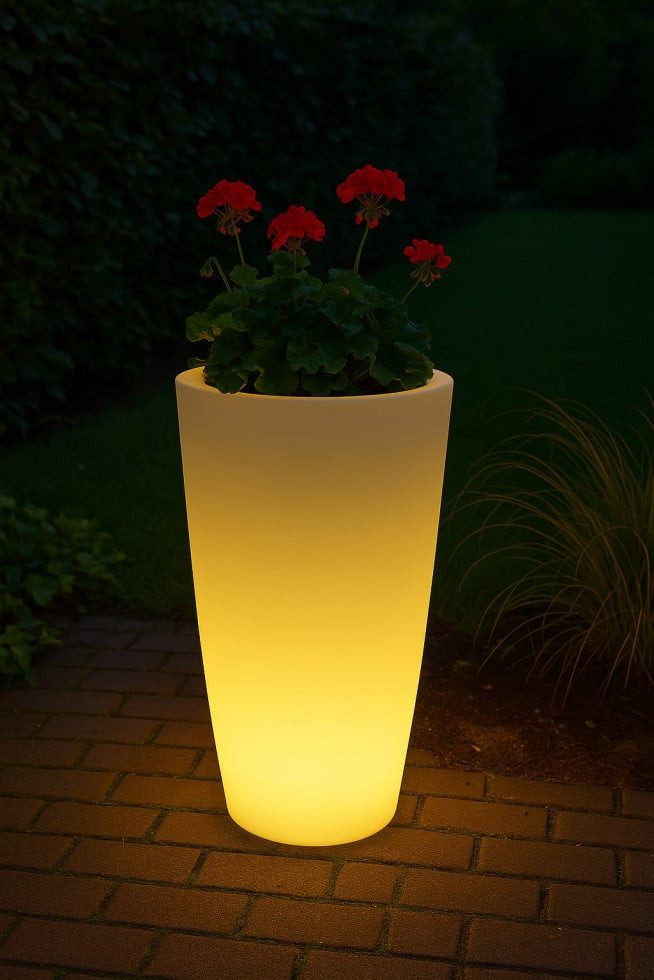 smartwares Außen-Stehlampe Smartwares LED Blumentopf IDE-60071 weiß 75 x 40