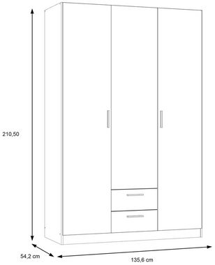 FORTE Drehtürenschrank mit 5 Einlegeböden