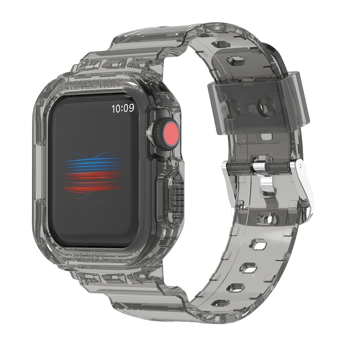 Wigento Smartwatch-Armband Für Apple Watch Ultra 49mm Kunststoff / Silikon  Armband mit Gehäuse-Schutz Watch Uhr Transparent / Schwarz Ersatz Arm Band