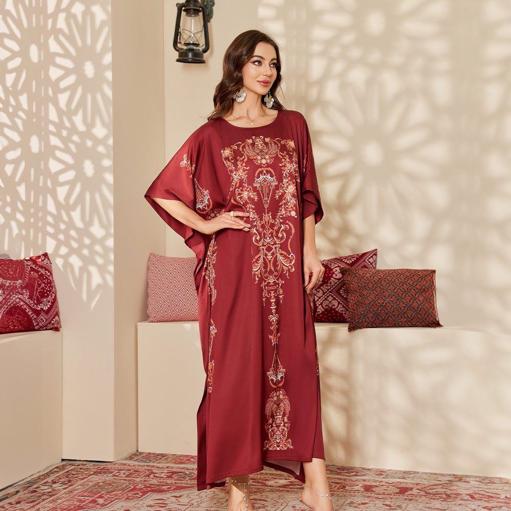Vivi Idee Morgenmantel Kaftan Kimono Bademantel, Schlafmantel satin Sauna Einheitsgröße, Rund-Kragen/V-Kragen, Bindegürtel, Einheitsgröße, seidig