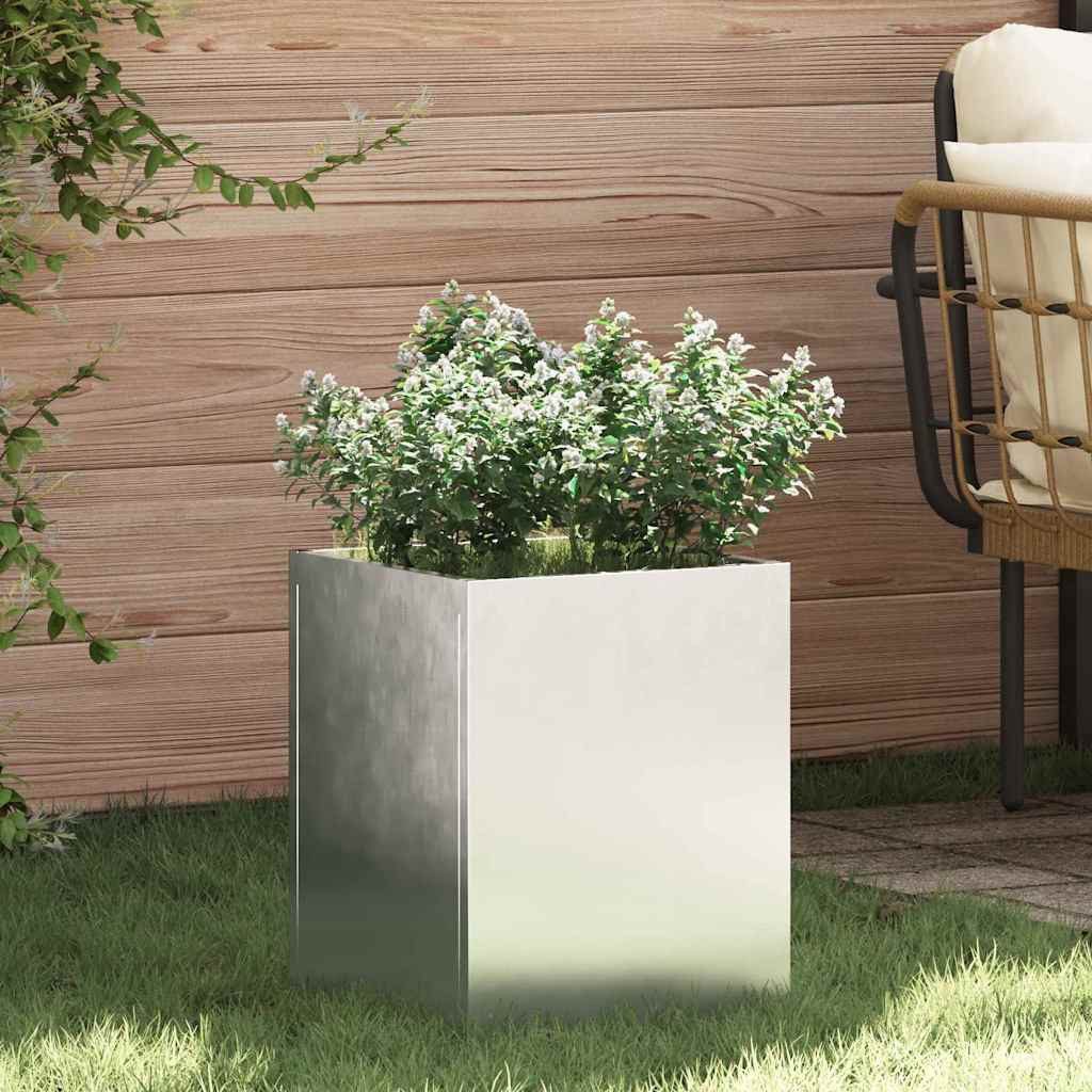 furnicato Blumentopf Garten-Pflanzgefäß 32 x 32 x 40 cm Verzinkter Stahl, Industrieller Blumenkübel mit Montagekit für deinen Balkon