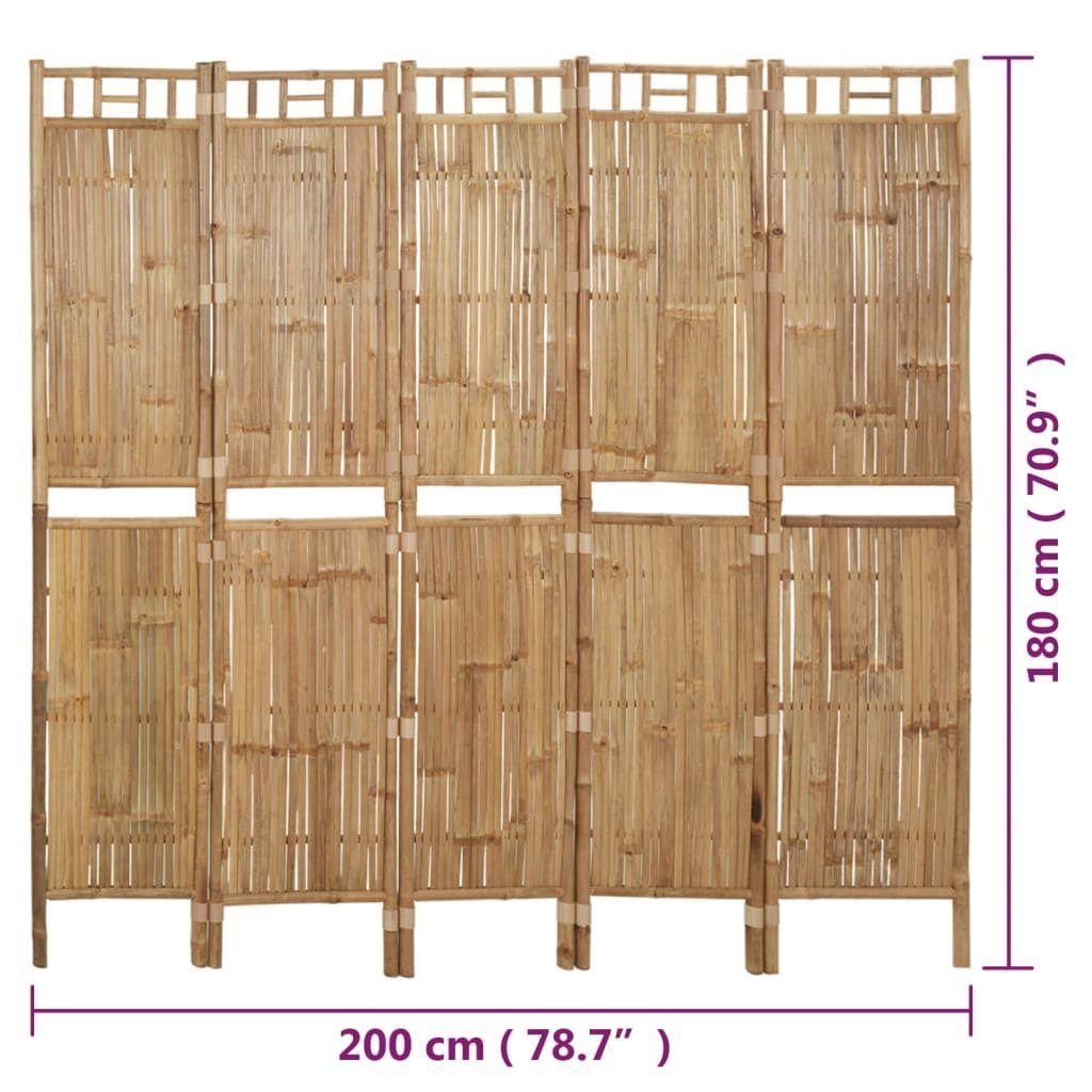 furnicato Raumteiler Bambus 200x180 cm 5-tlg