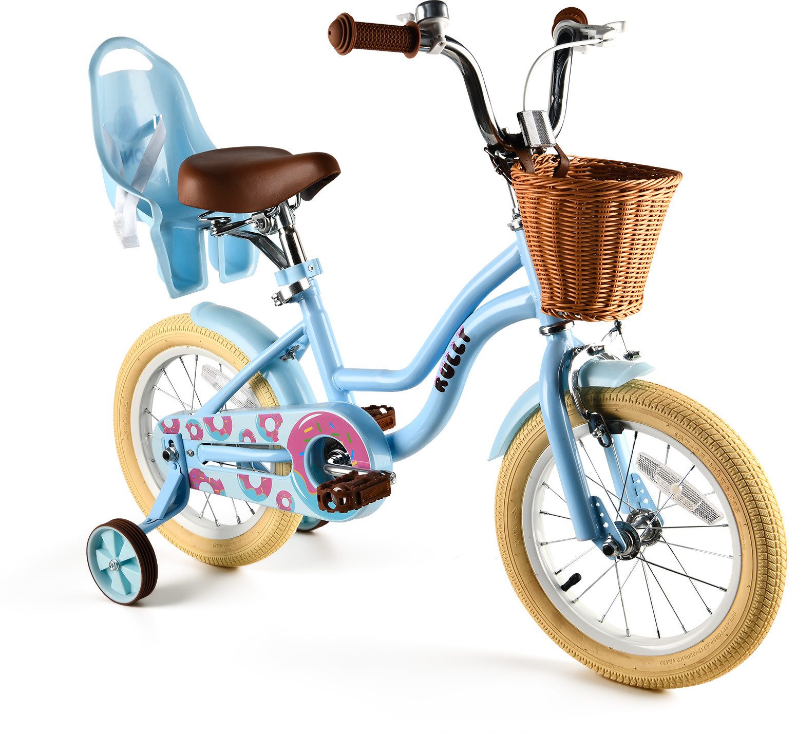 Vankel Kinderfahrrad 12–16 Zoll, Korb, Puppensitz & Stützräder, 1 Gang, für ca. 4–7 Jahre, 104–135 cm