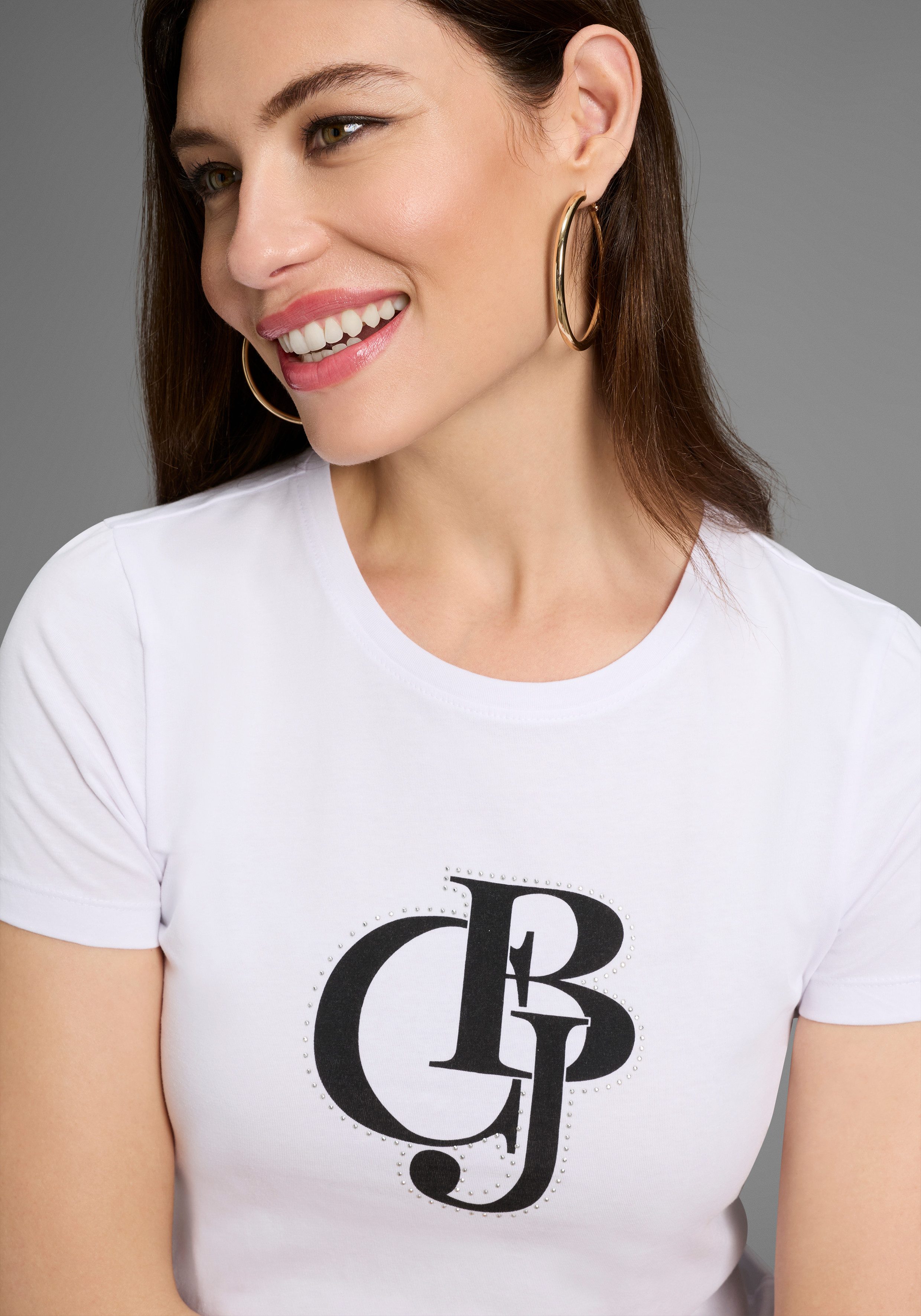 Bruno Banani T-Shirt mit Logo-Print und Glitzersteinen - NEUE KOLLEKTION günstig online kaufen