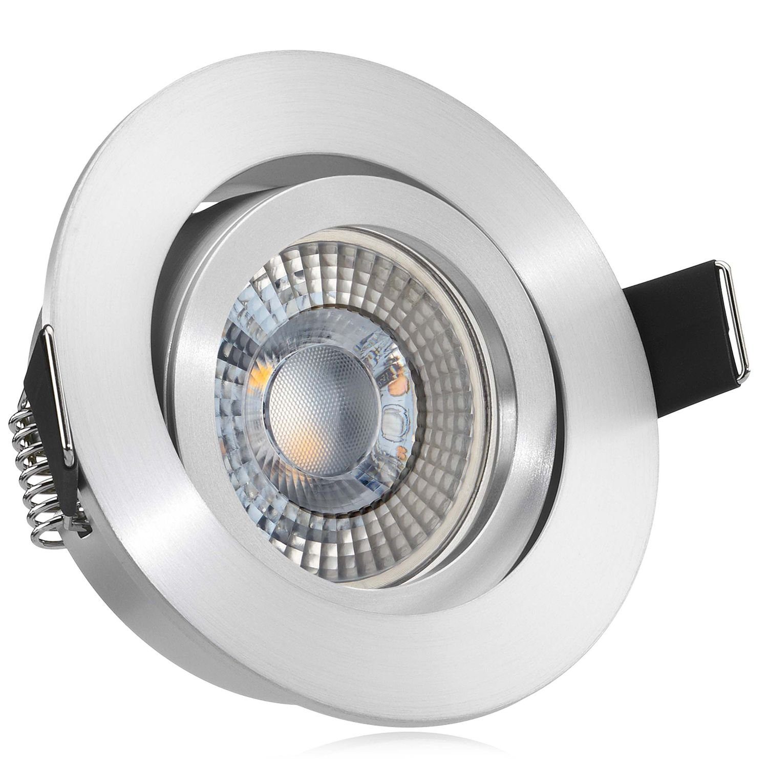 LEDANDO LED Einbaustrahler in mit vo extra Set RGB Einbaustrahler 3W flach aluminium LED LED matt