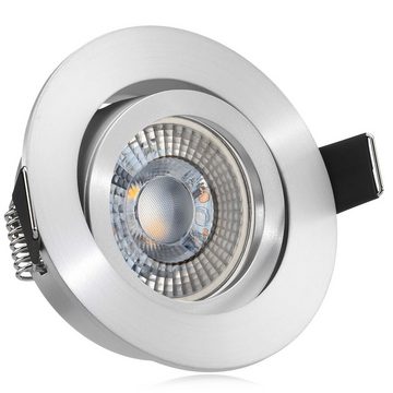 LEDANDO LED Einbaustrahler RGB LED Einbaustrahler Set extra flach in aluminium matt mit 3W LED vo