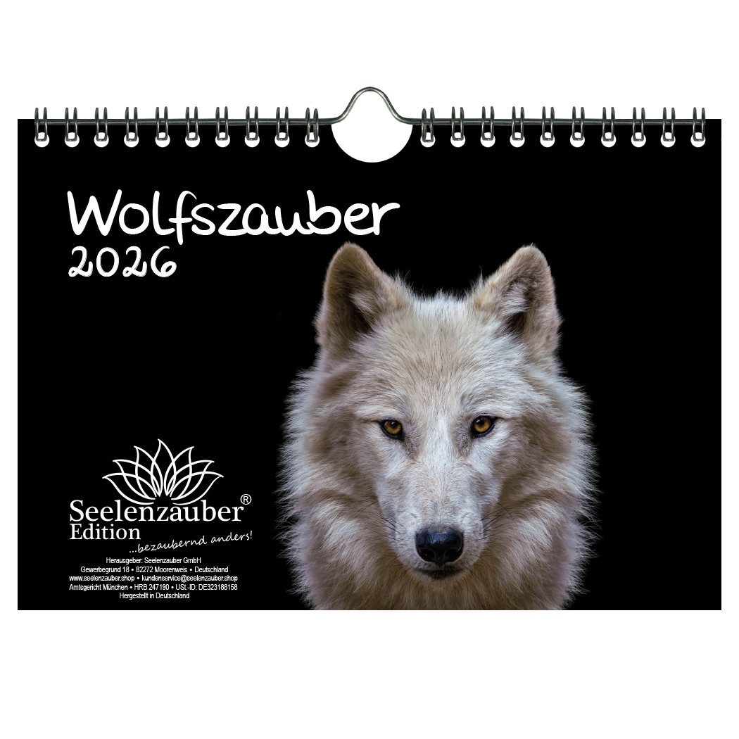 Seelenzauber Wandkalender Wolfszauber DIN A5 Kalender für 2026 Wolf und Wölfe - Seelenzauber