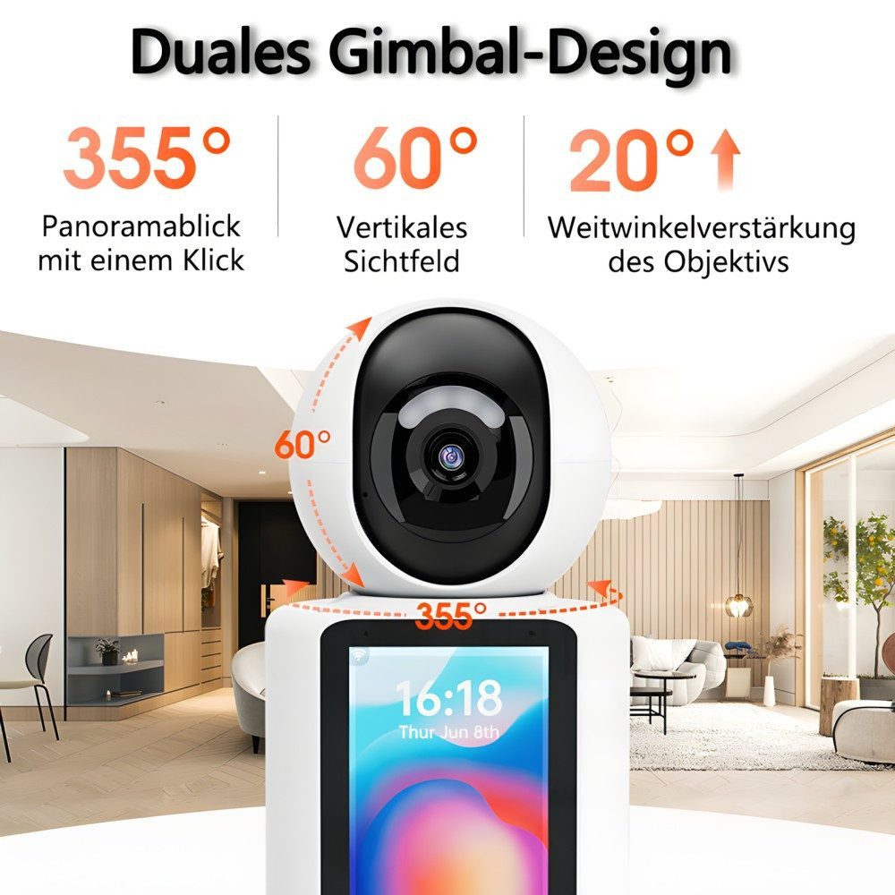 Forrlite Video Baby Monitor with Camera, 2.4 GHz WiFi Surveillance Camera, HD 1080P Indoor Camera, One-Click Video Call, Two-Way Talk, 360° Baby Monitor, Motion Detection, Automatic Tracking, iOS/Android Support, for Babies/Pets/Home