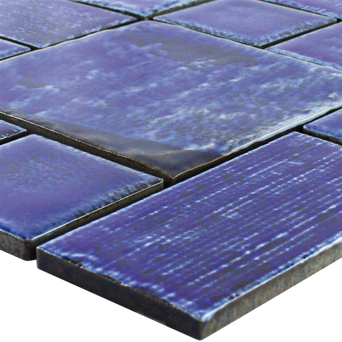 Mosafil Mosaikfliesen Keramikmosaik Fliesen Bangor Glänzend, Keramik 29.700x29.700, blau, Verlegefertig auf ein Netz geklebt - Frostsicher - Wasserfest