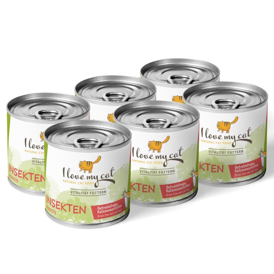 Bellfor I love my cat Katzenfutter Nass mit Insekten - 6x200g, für: Katzen