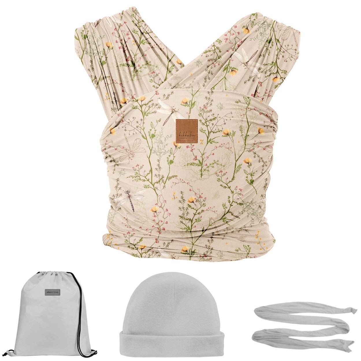 Kikkaboo Babytrage Tragehilfe Isla Tragetuch, Babymütze Aufbewahrungstasche Universalgröße