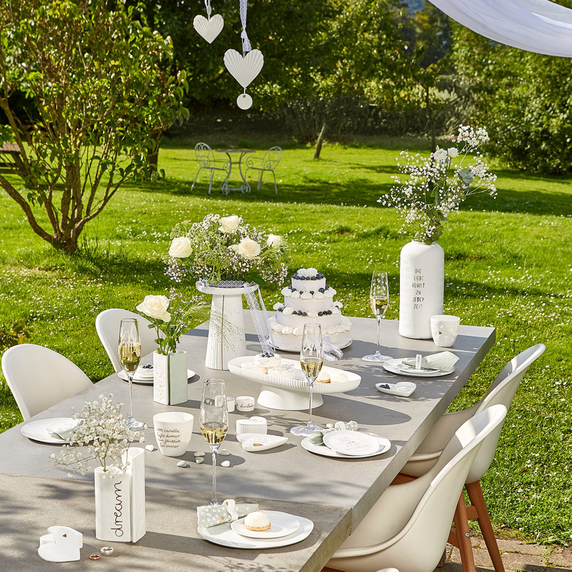 Räder Dekovase räder Hochzeit Vasen Set Traumpaar Porzellan Weiß