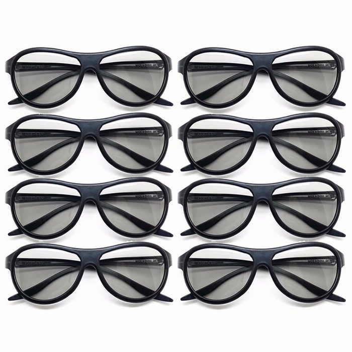 TPFNet 3D-Brille 3D Glasses Unisex Passive Polarisierte 3D Brille zum Ansehen von Filmen 3D-Kino Brille - Farbe Schwarz - 8 Stück
