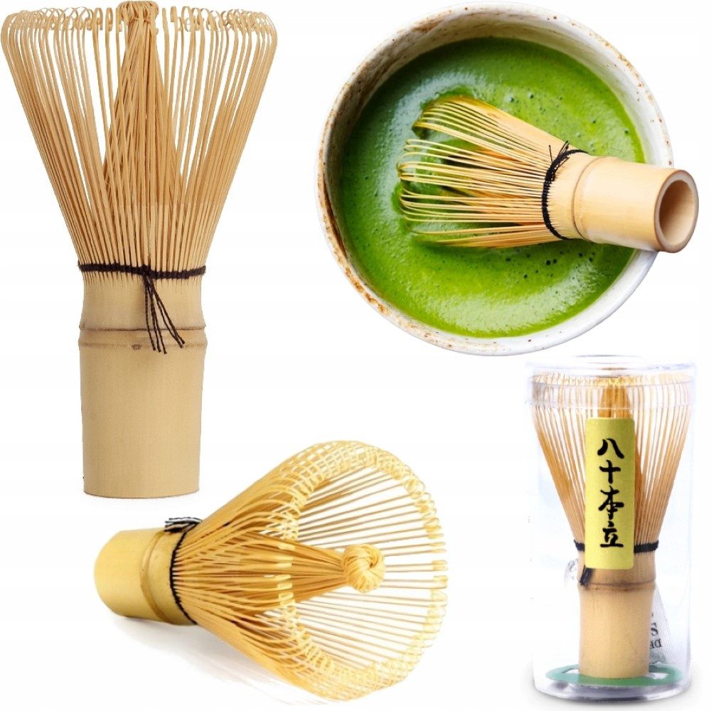WestCraft Teeservice Matcha Set 4 tlg. Original japanische Matcha Schale mit Besen & Löffel (4-tlg), Bamboo, handgefertigt für eine authentische japanische Matcha & Tee-Zeremonie