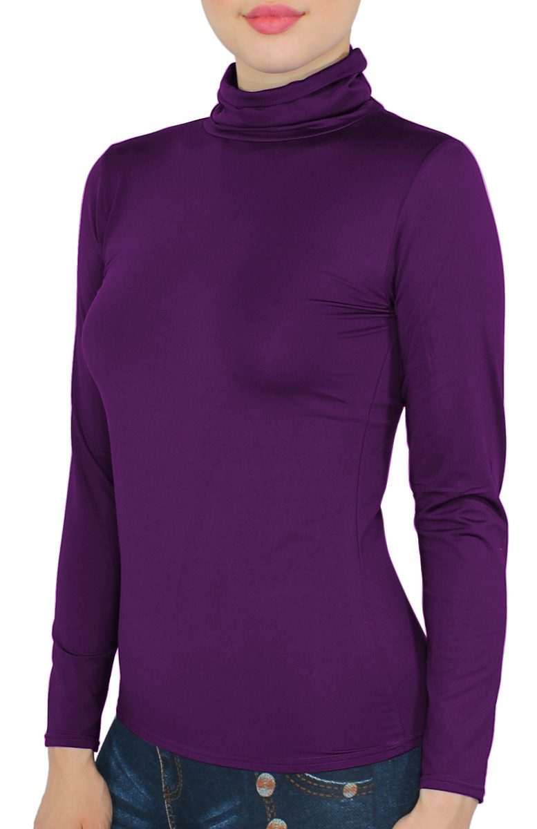 dy_mode Rollkragenshirt Damen Rollkragen Thermo Shirt Rolli Langarmshirt mit Innenfutter Angeraute Innenseite