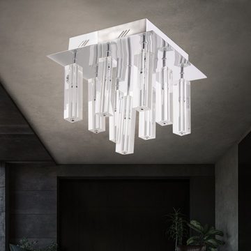 WOFI LED Deckenleuchte, LED-Leuchtmittel fest verbaut, Kristall Decken Leuchte Design Strahler Chrom Glas Lampe klar