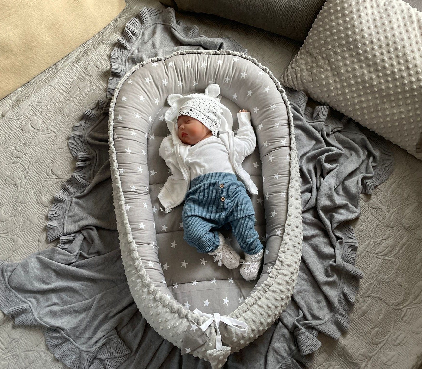 Loolay Bettnestchen MINKY/ Baumwolle BABYNEST Babykokon Geschenk Babyaussta günstig online kaufen