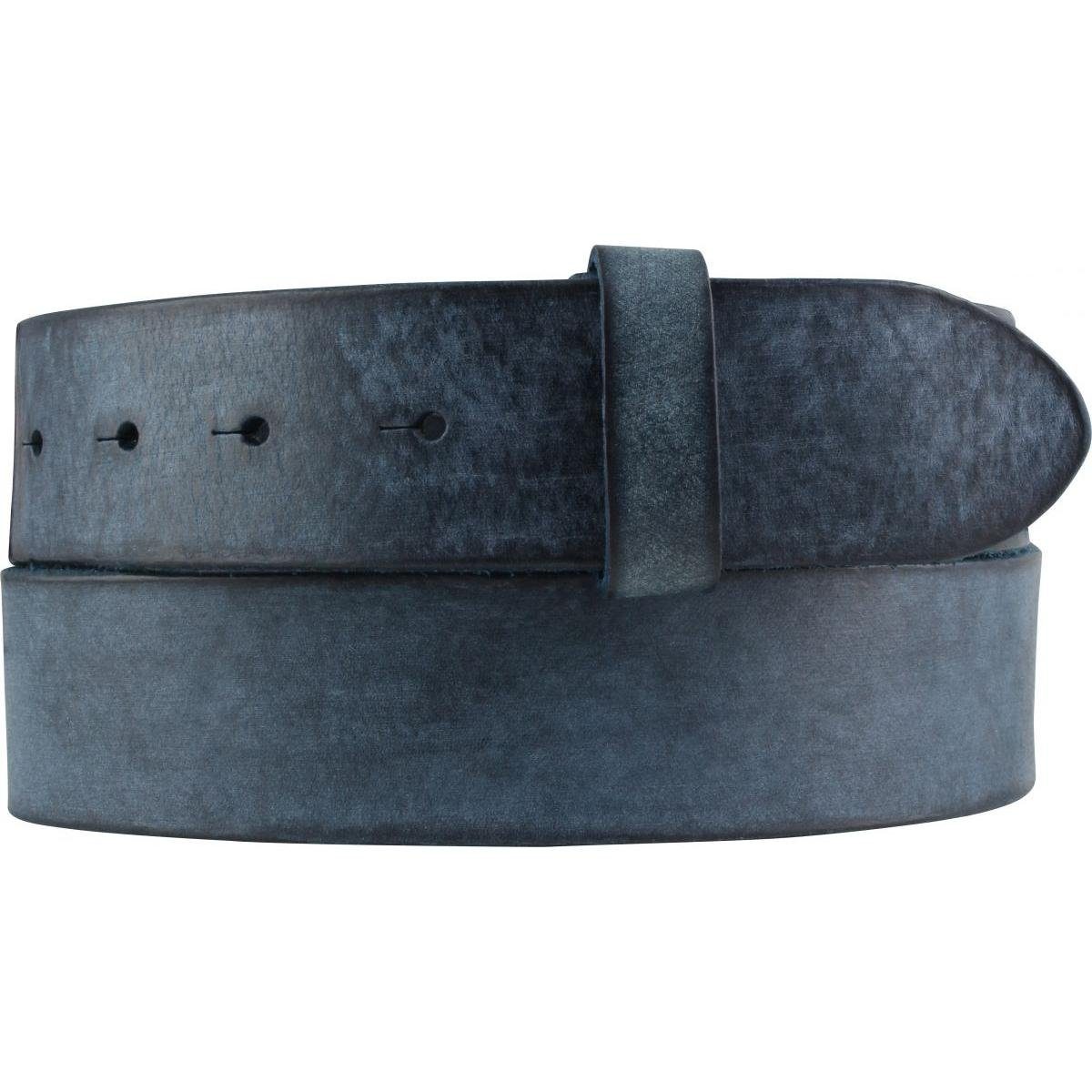 BELTINGER Ledergürtel Gürtel aus weichem Vollrindleder Used-Look ohne Schnalle 4 cm - Jeans- Marine