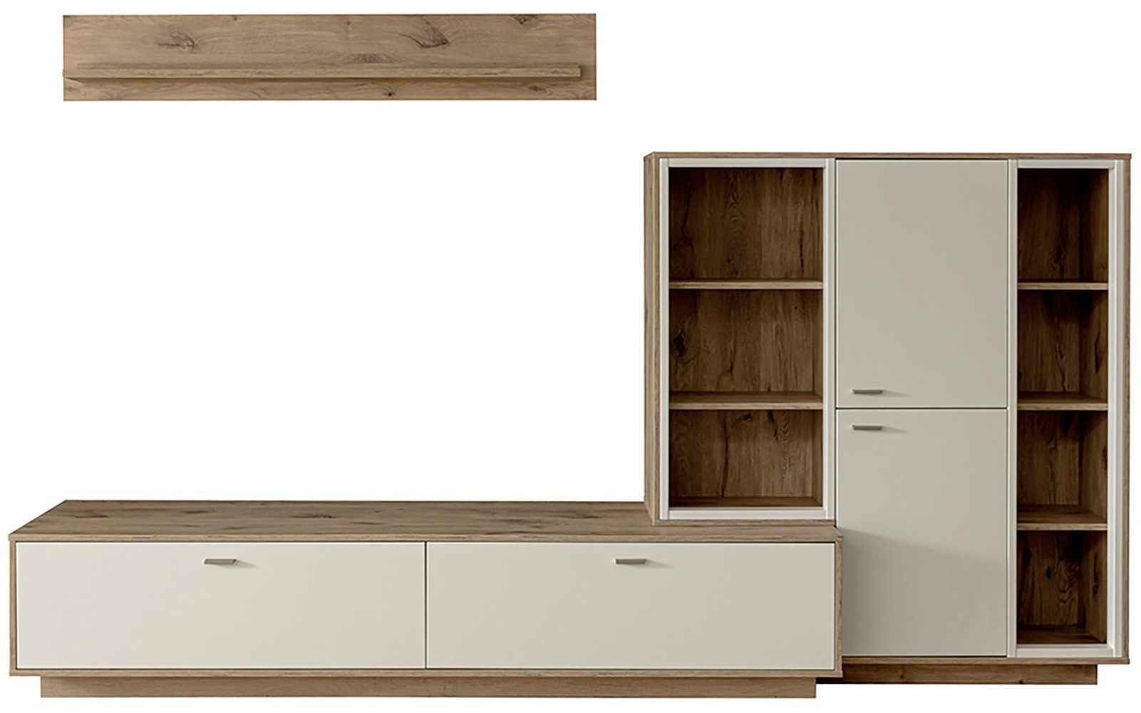 MCA furniture Wohnwand SANTERNO, (Komplett-Set, 3-St., 3-teilg), Wohnzimmer Set (3-tlg), Türen & Schubkästen gedämpft, Breite 287 cm