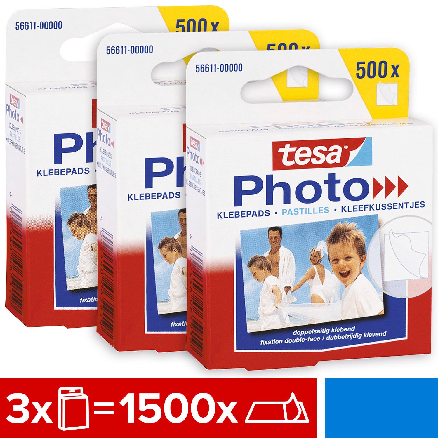 tesa Klebeband Photo Klebepads (Spar-Set, 3-St) transparent - 500er Pack