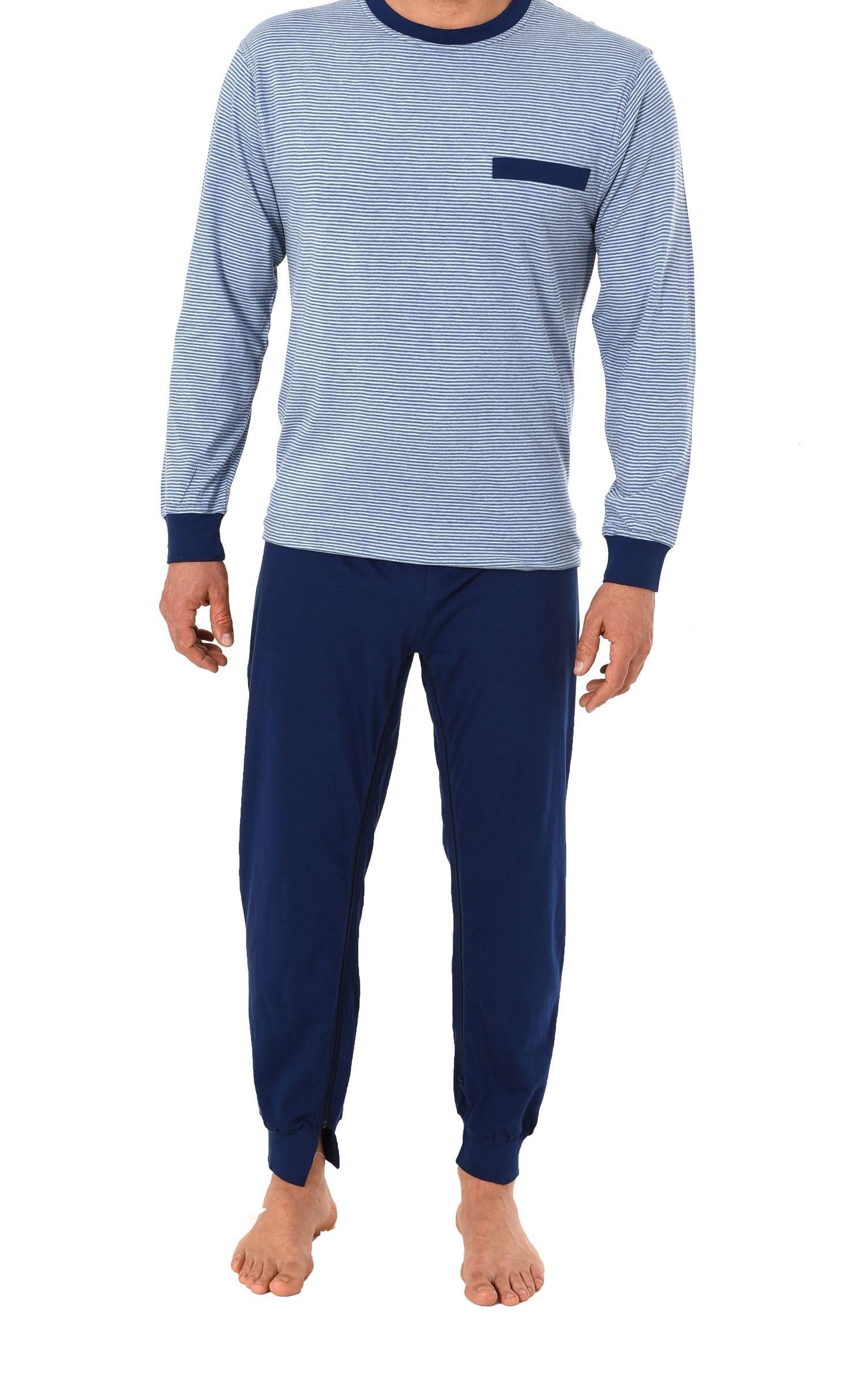 Pyjama Herren Pflegeoverall langarm mit Reissverschluss am Rücken und Bein
