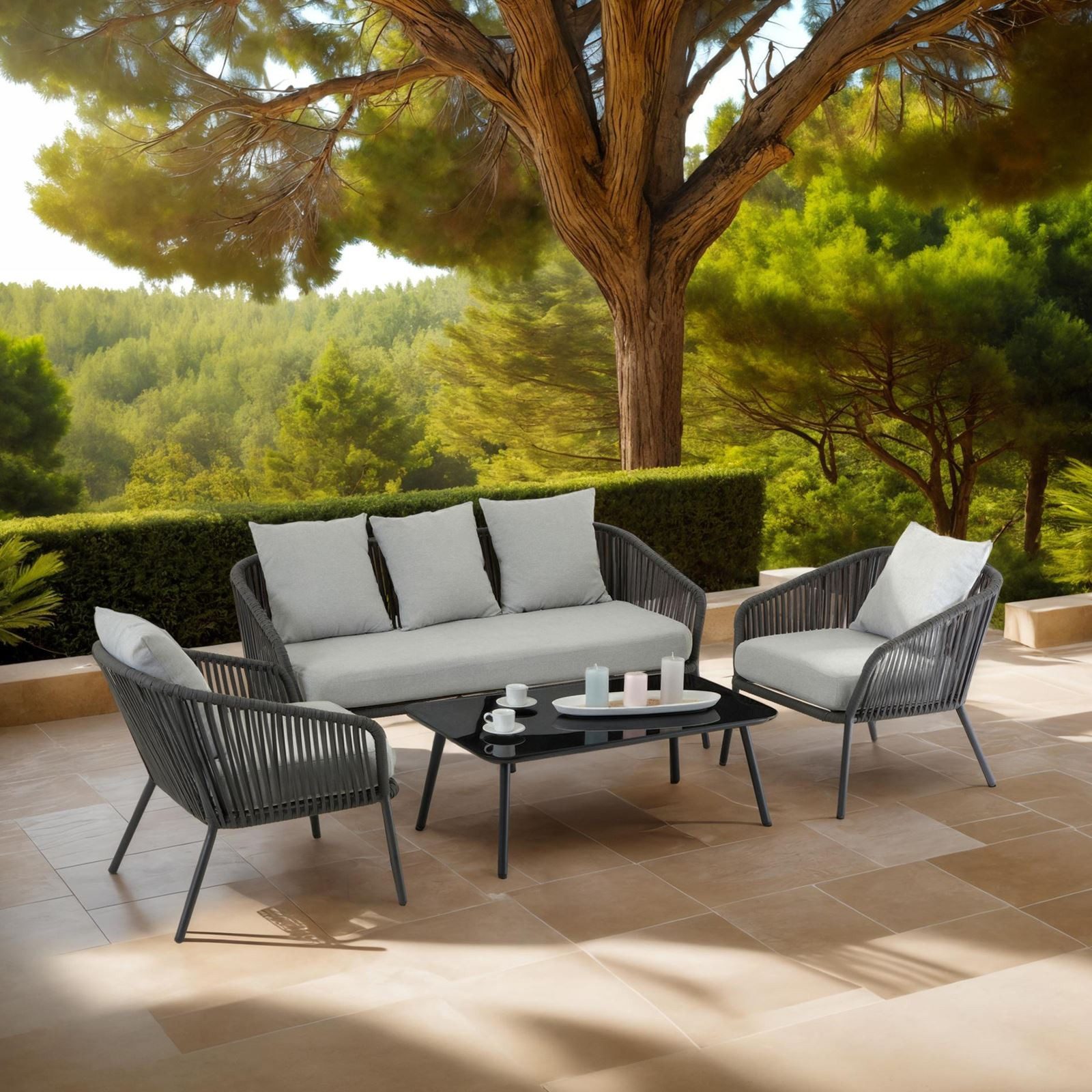 CARO-Möbel Gartenlounge-Set BENGAL, Outdoor Loungemöbel wasserabweisend, günstig online kaufen