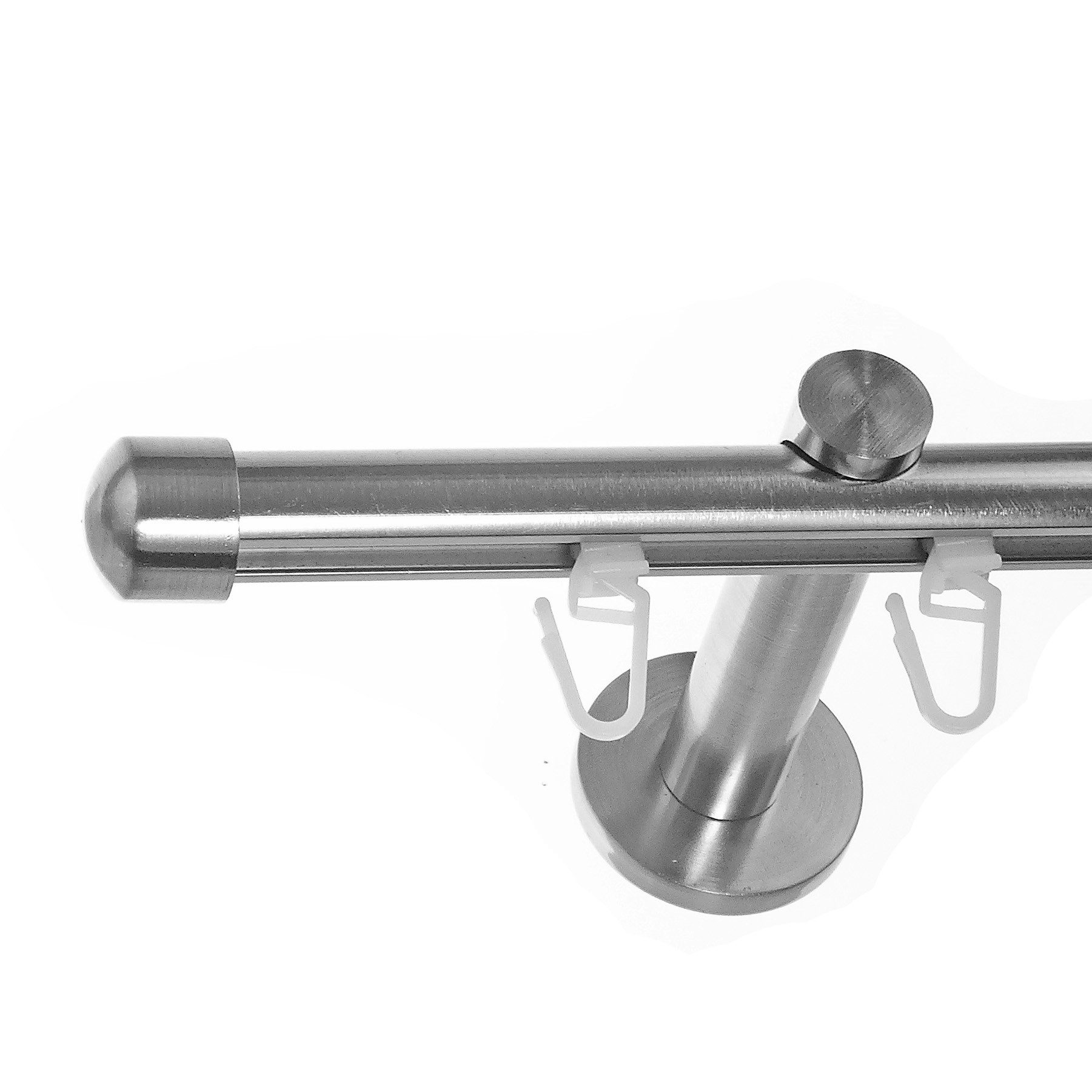 BASIT Gardinenstange Innenlauf 16 mm mit Wandträgern 120 cm E17, Ø 16 mm, 1-läufig, verschraubt, Aluminium, H70 120 cm E17 Kappe