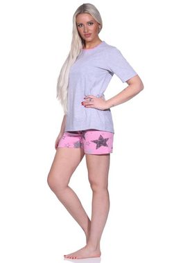 Normann Pyjama Damen Shorty Pyjama mit kurzen Shorts in Sterne-Optik - 123 10 783