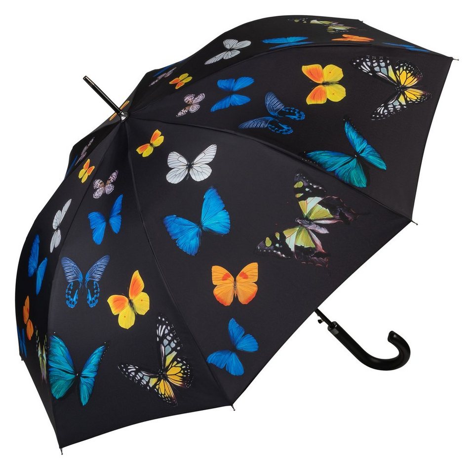 Regenschirm Lilienfeld Tiermotiv Butterfly, von Auf-Automatik Stockregenschirm Schmetterlingstanz Stockschirm