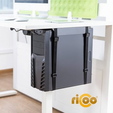 RICOO TRH-11 Halterung, (PC Halter unter Schreibtisch Computer Gurtsystem Rechner verstellbar)