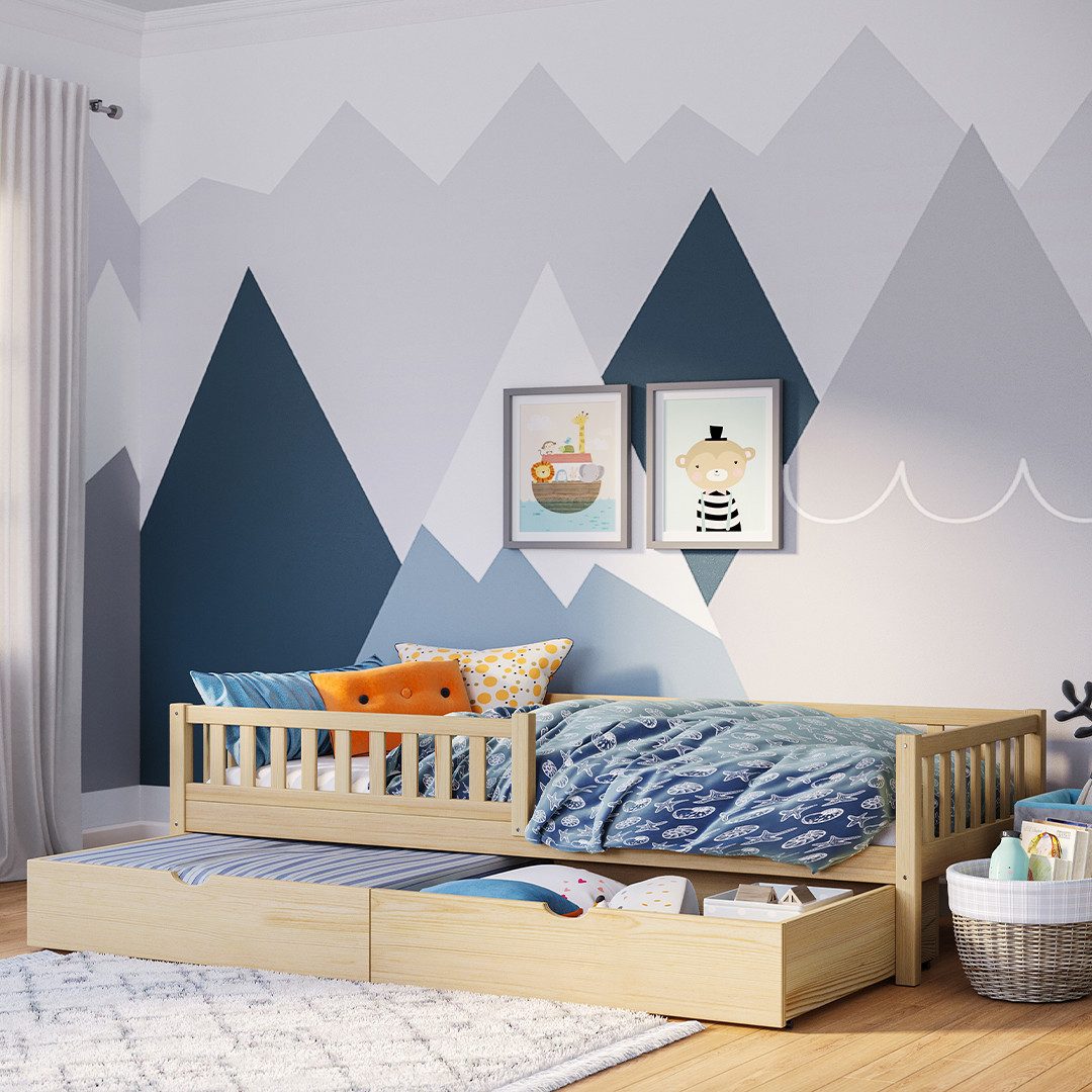 Bellabino Kinderbett Vils mit Lattenrost und Rausfallschutz 90x200 cm (natu günstig online kaufen