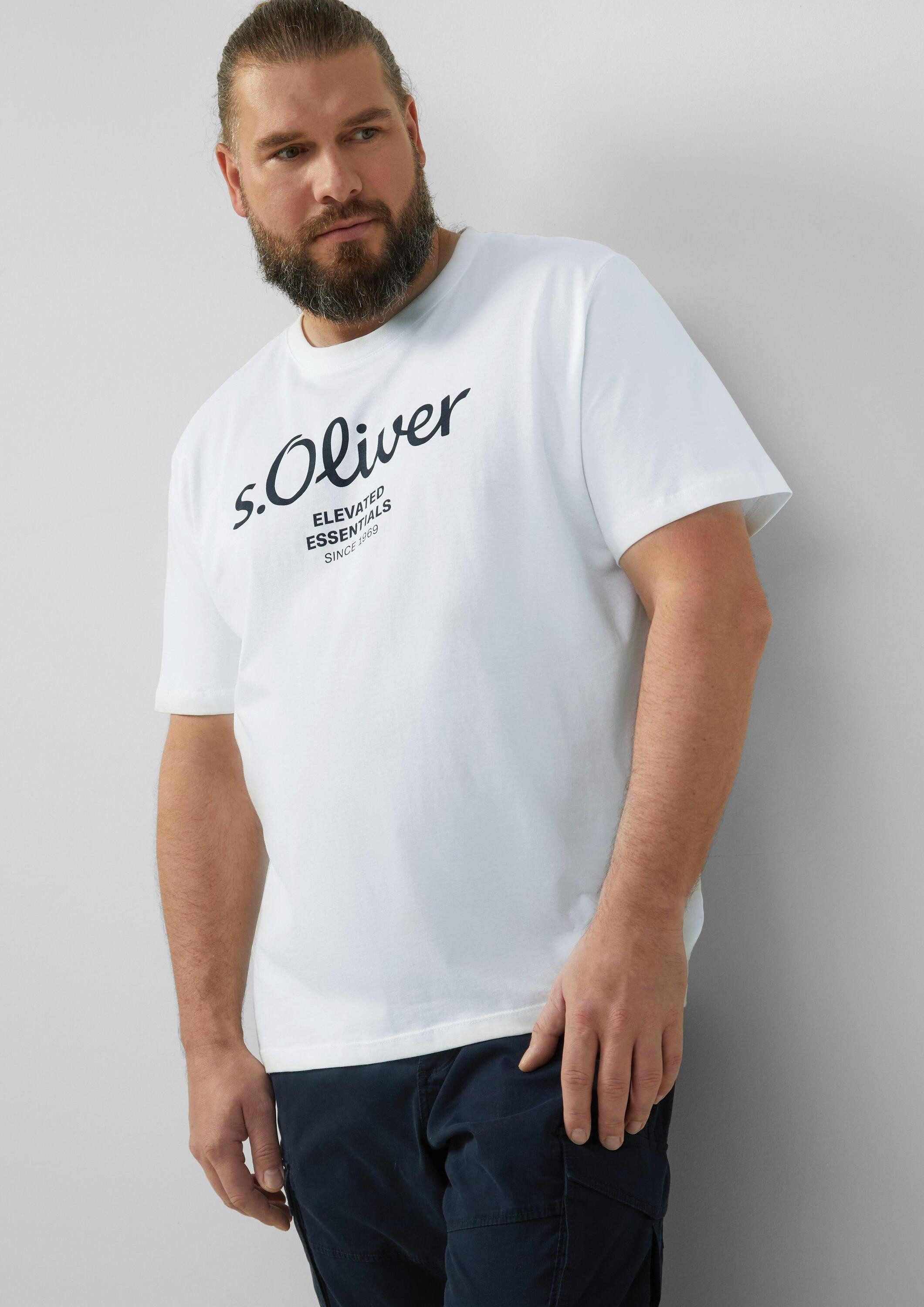 s.Oliver Kurzarmshirt T-Shirt Baumwoll-T-Shirt mit Logo-Print