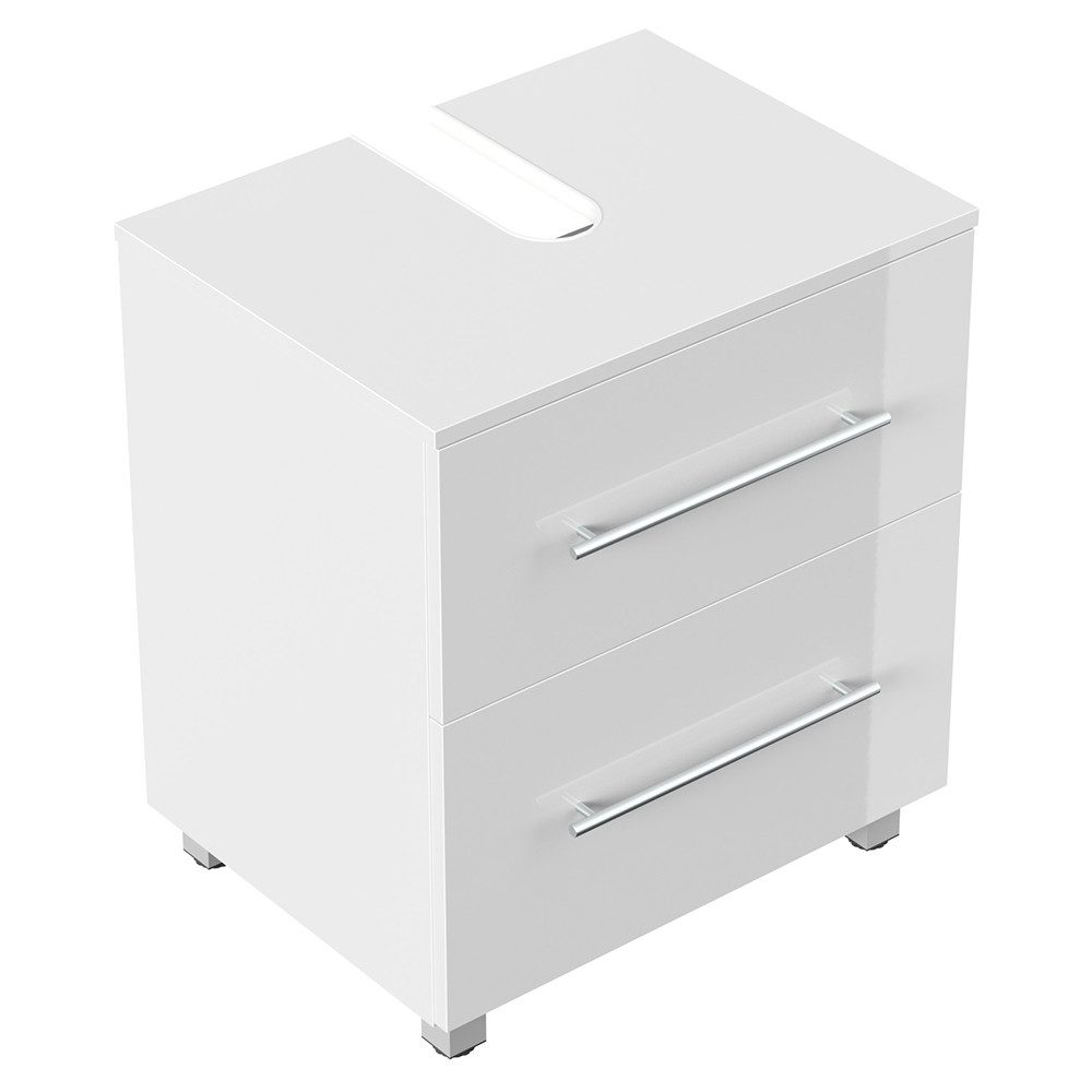 Lomadox Waschbeckenschrank MONTEFANO-02 55 cm breit in weiß Hochglanz, 2-türig, mit Standfüßen – Bild 4 von 5